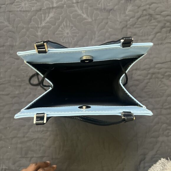 Baby Blue Initial L Personalized Faux Leather Tote Bag Fashion Handbag Gift Chic - Picture 6 of 8